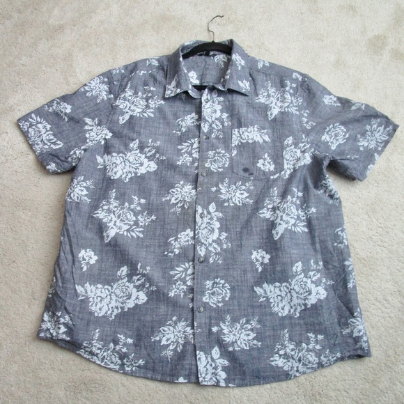 GEORGE Men's Short Sleeve Floral Print Shirt Grey Size XL - Picture 1 of 1
